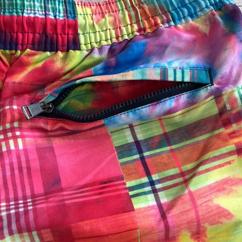Polo Ralph‎ Lauren Swim Shorts Trunks Colorful Plaid Packable Mens Size XL